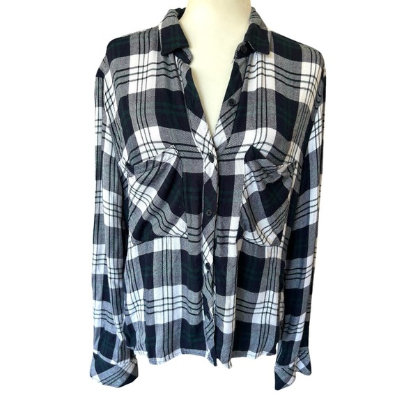 Rails Tops - Rails Dylan Plaid Button Shirt Medium Blue Grunge Indie Western Retro Y2k‎ 90s